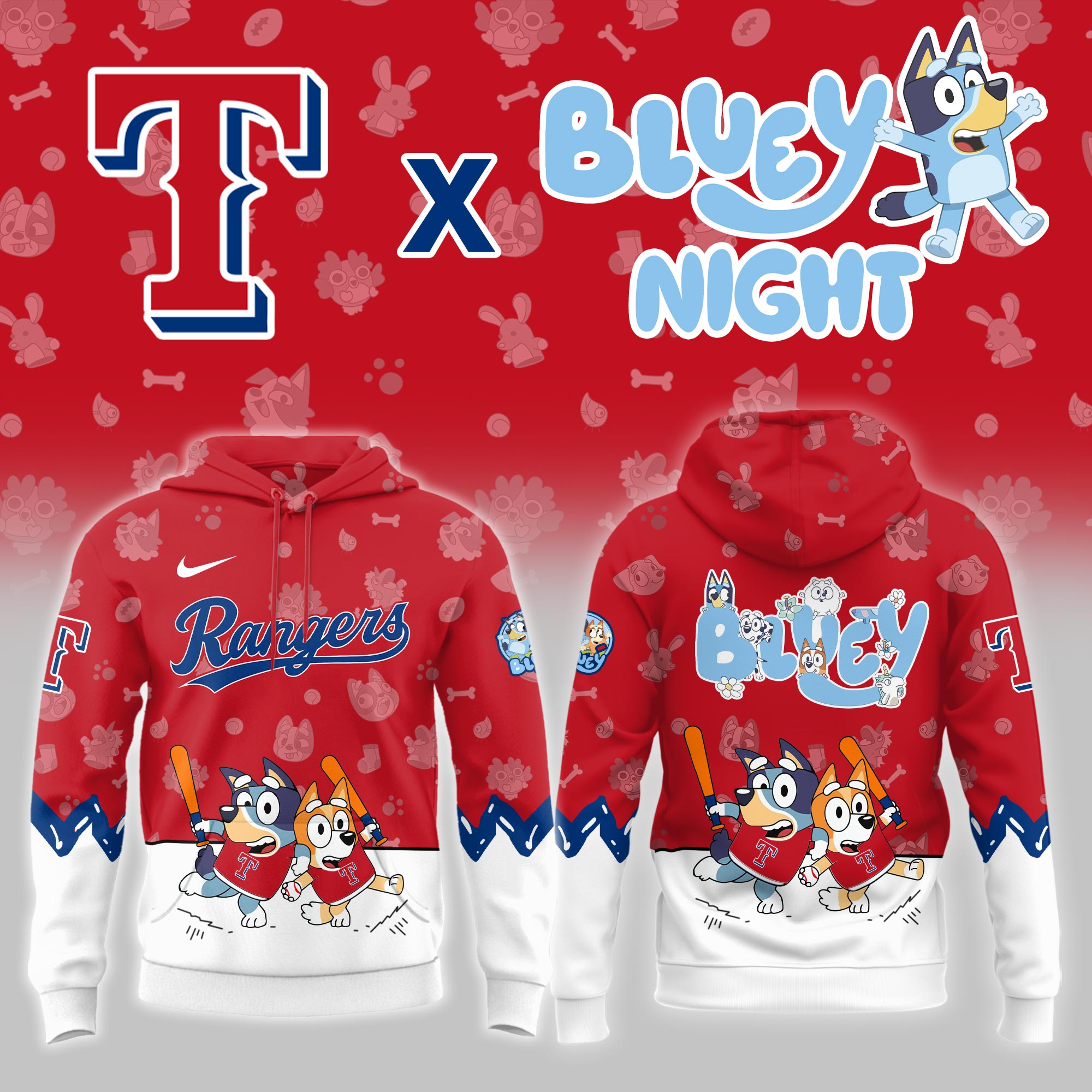 Texas Rangers Bluey Night Event Limited Hoodie PT68424