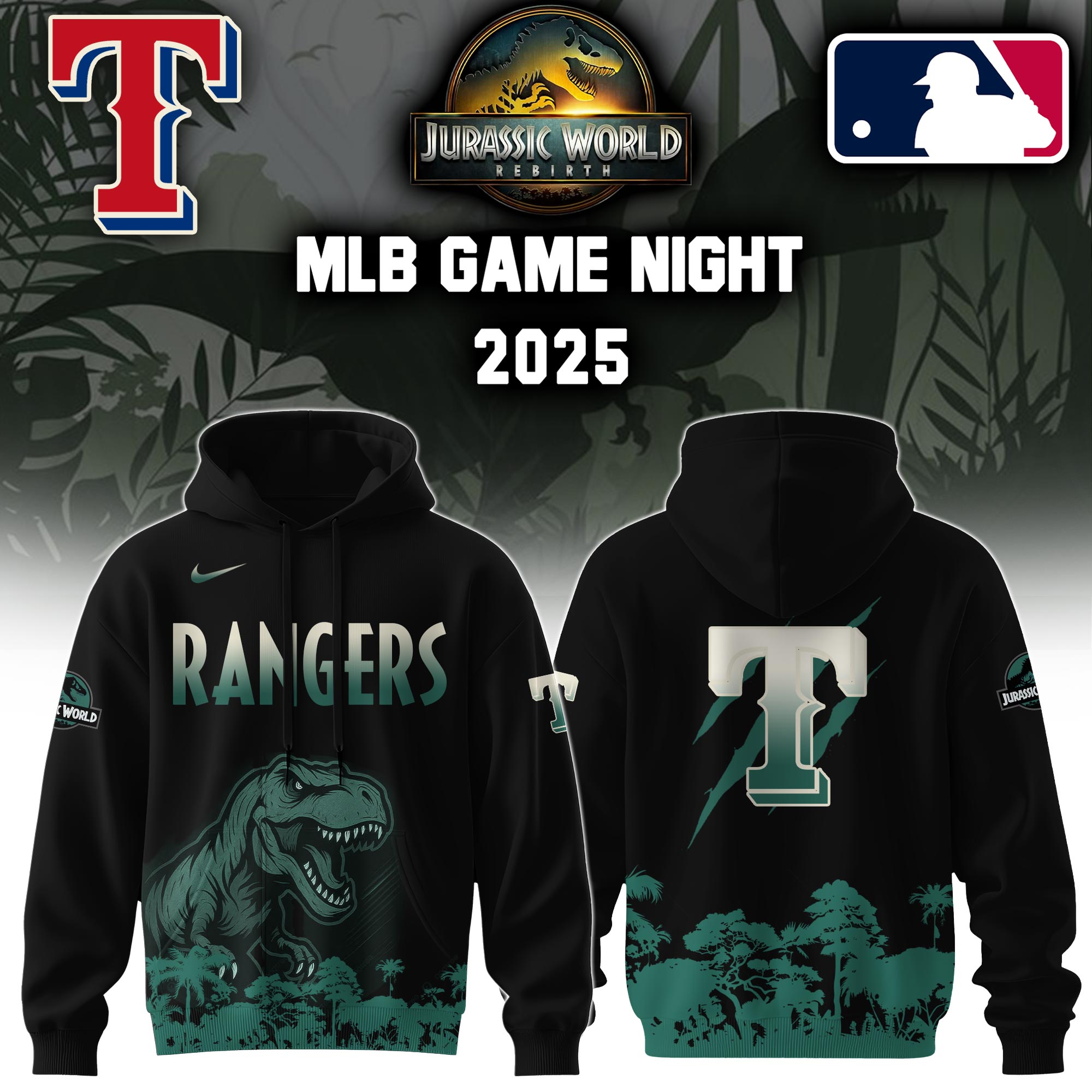 Texas Rangers X Jurassic World Hooide Colab 2025 Editons Limited PT70143