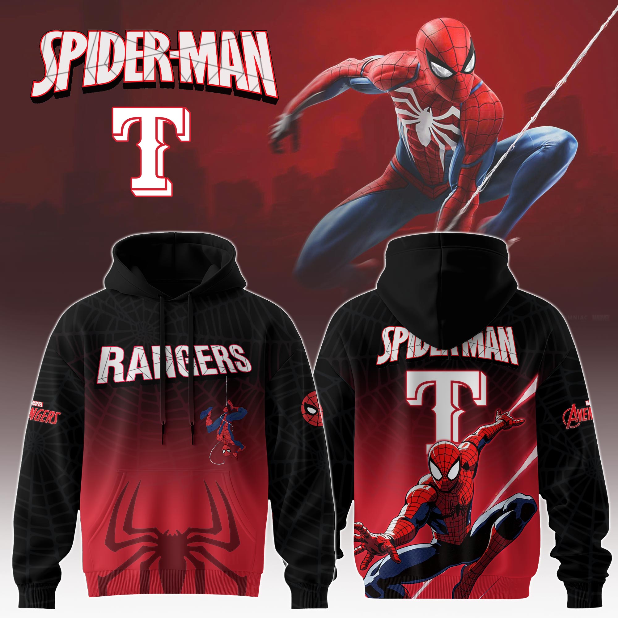 Texas Rangers X Spider Man Game Night Special Edition Hoodie MS06531
