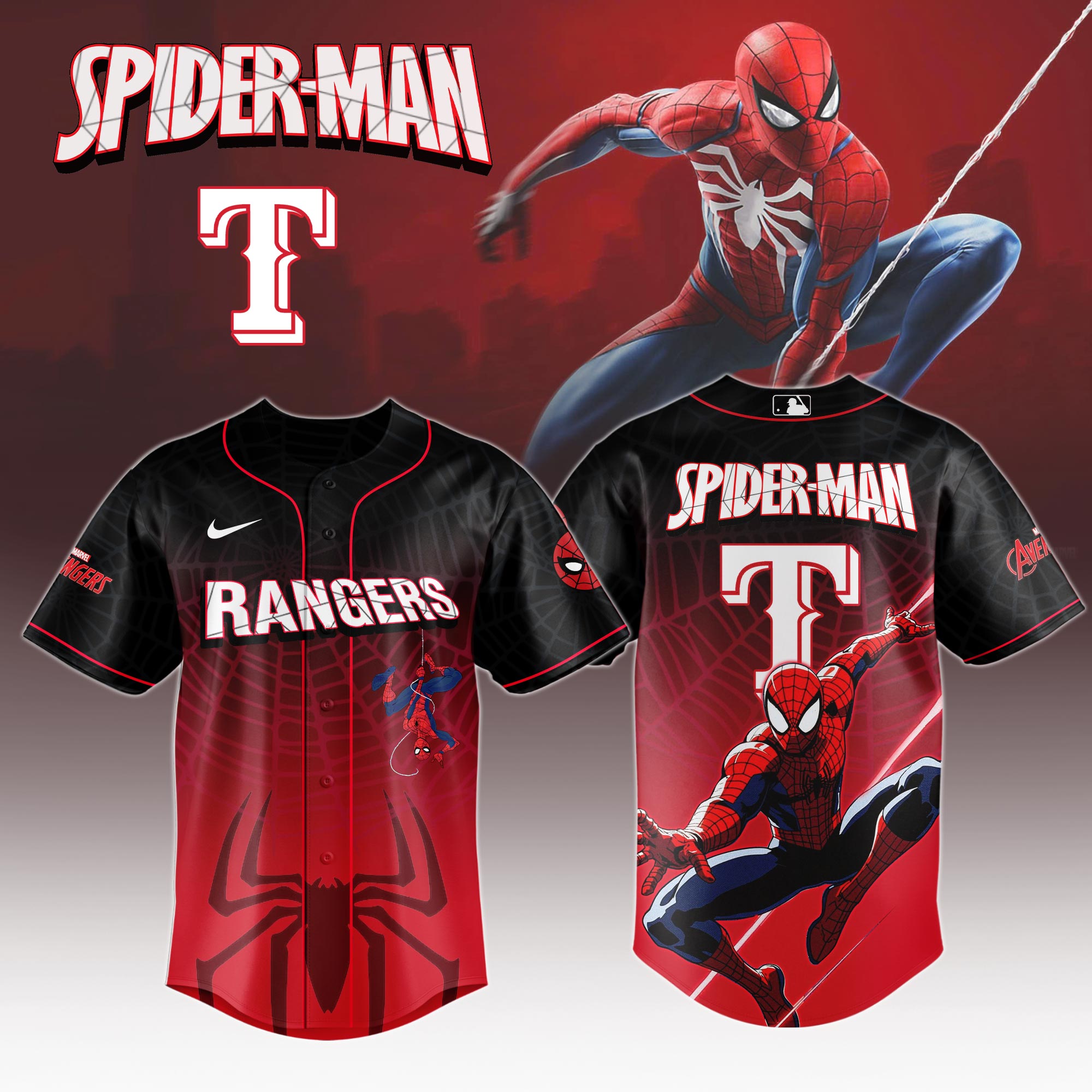 Texas Rangers X Spider Man Game Night Special Edition Jersey MS06561