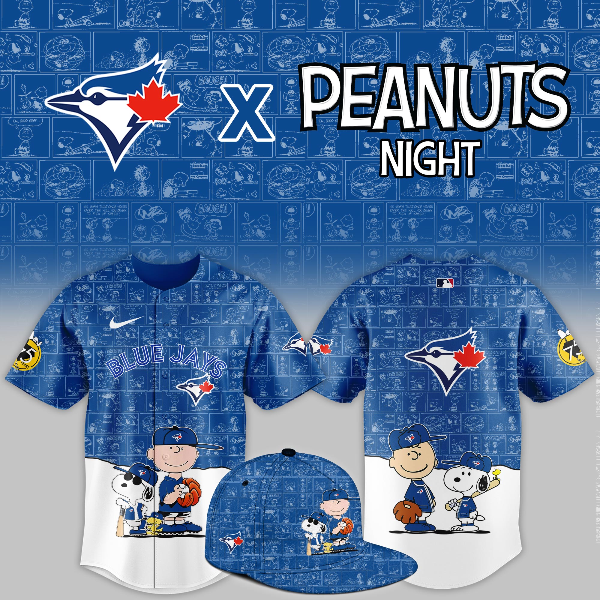 Toronto Blue Jays 2025 Peanuts Night Game Limited Jersey PT68396