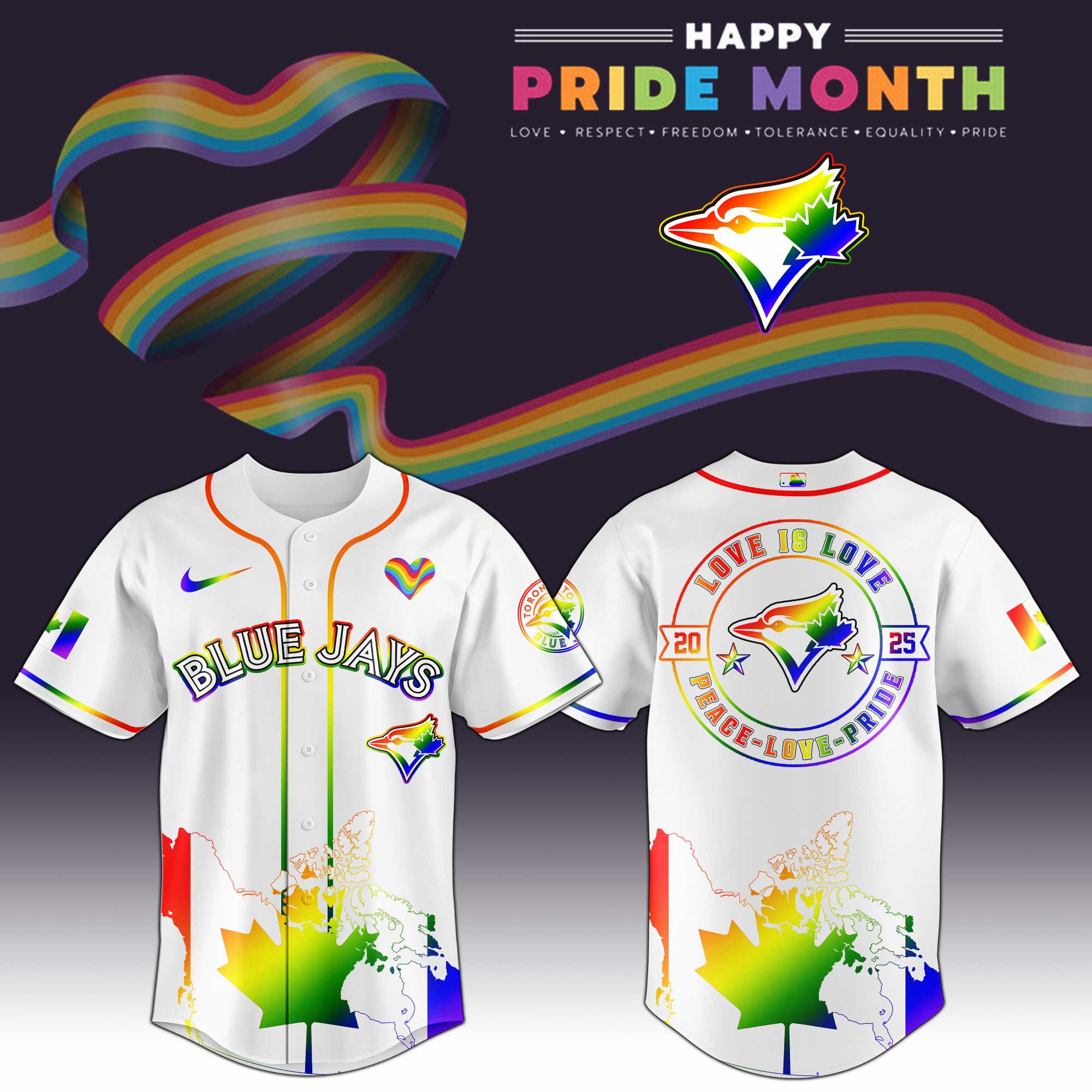 Toronto Blue Jays Mlb X Happy Pride Month Limited Edition Jersey 2025 PT68152