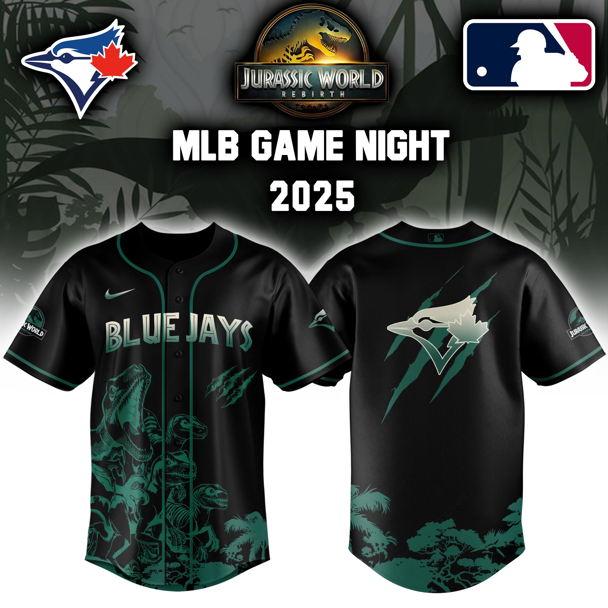 Toronto Blue Jays X Jurassic World Baseball Jersey Colab 2025 Editons Limited V2 PT70236