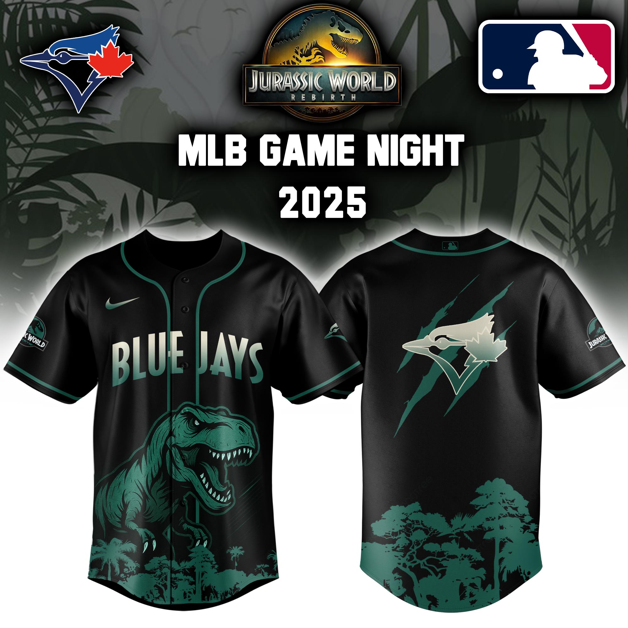Toronto Blue Jays X Jurassic World Baseball Jersey Colab 2025 Editons Limited PT70235