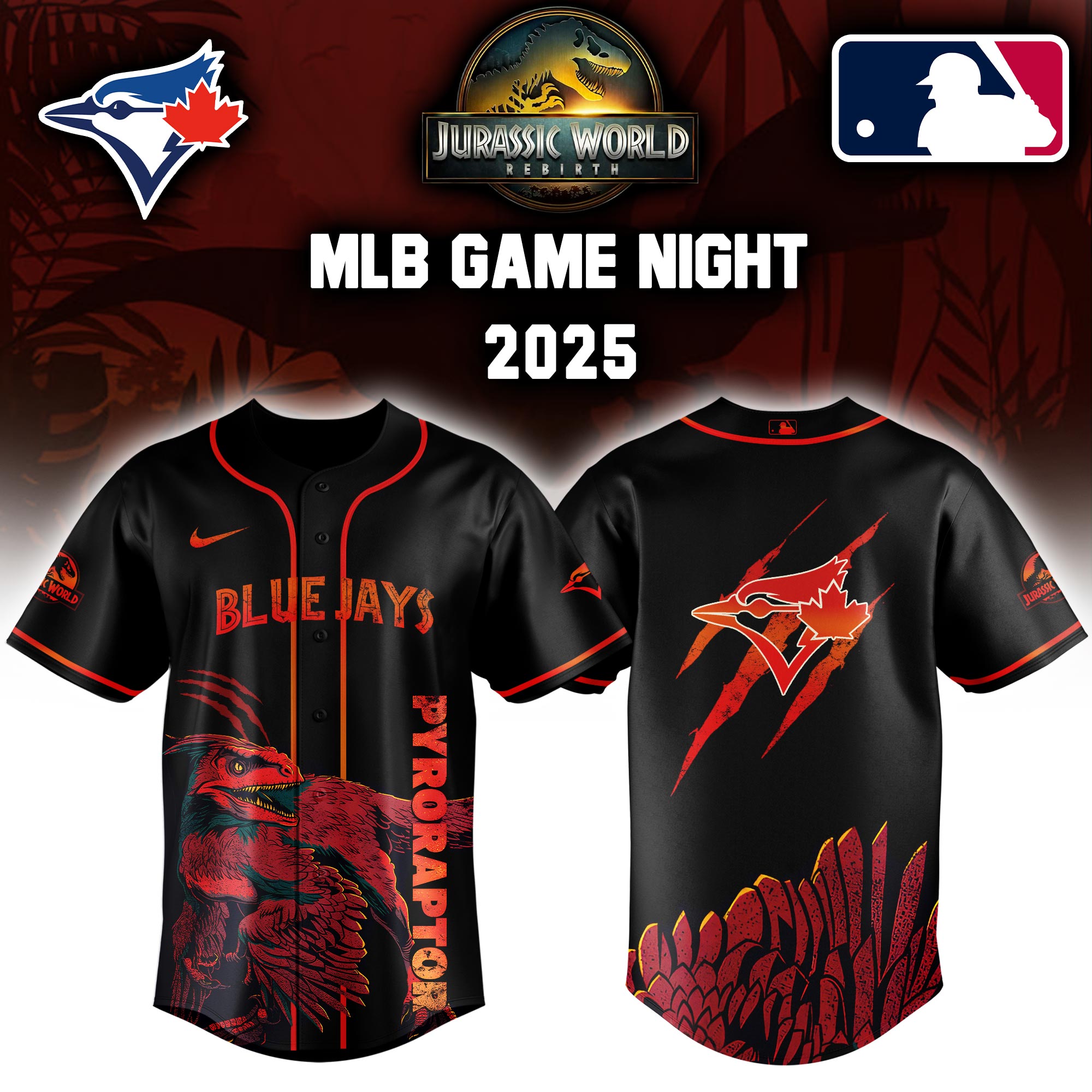Toronto Blue Jays X Jurassic World Baseball Jersey Colab 2025 Editons Limited V3 PT70237