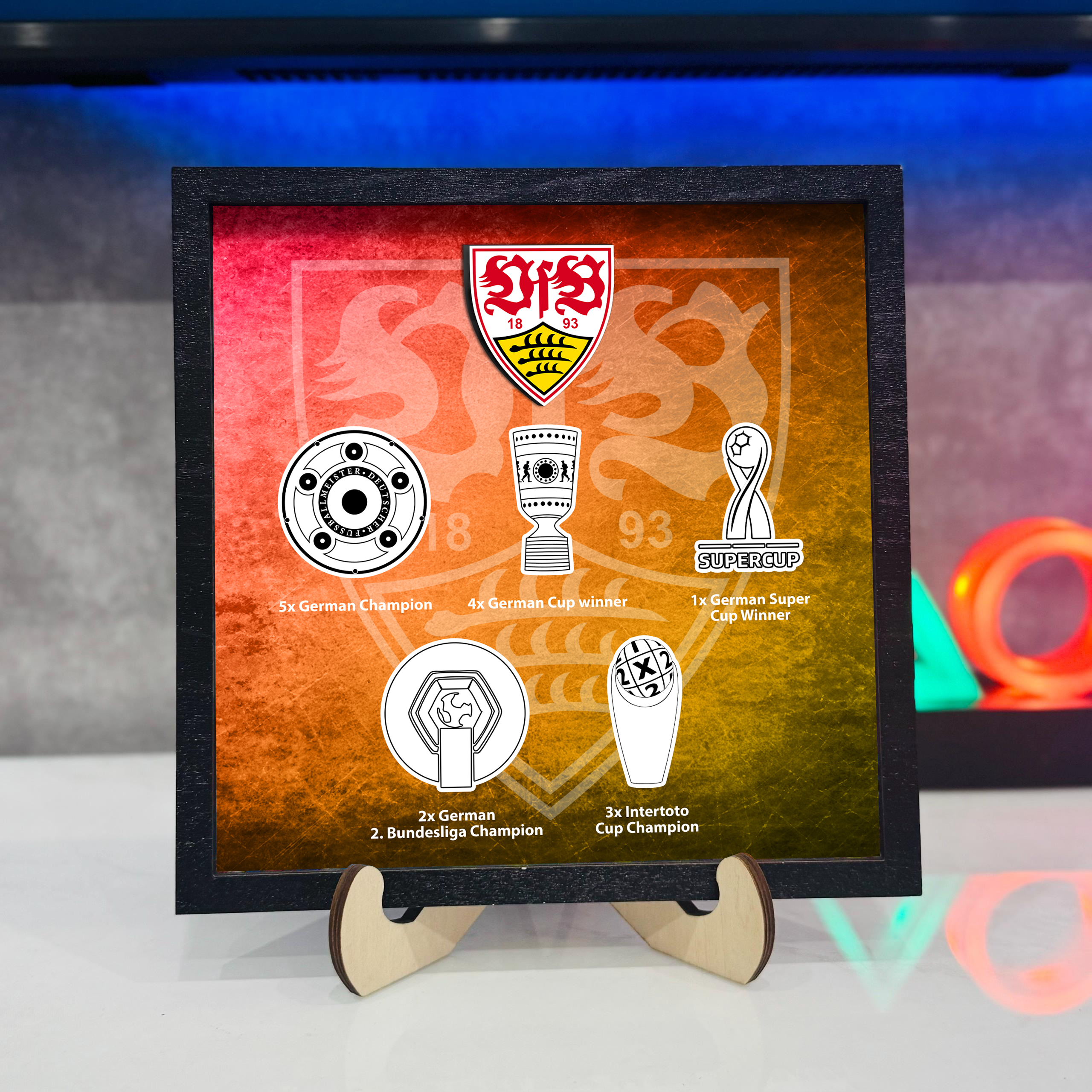 VfB Stuttgart Wooden Sign With Wooden Stand PT69971