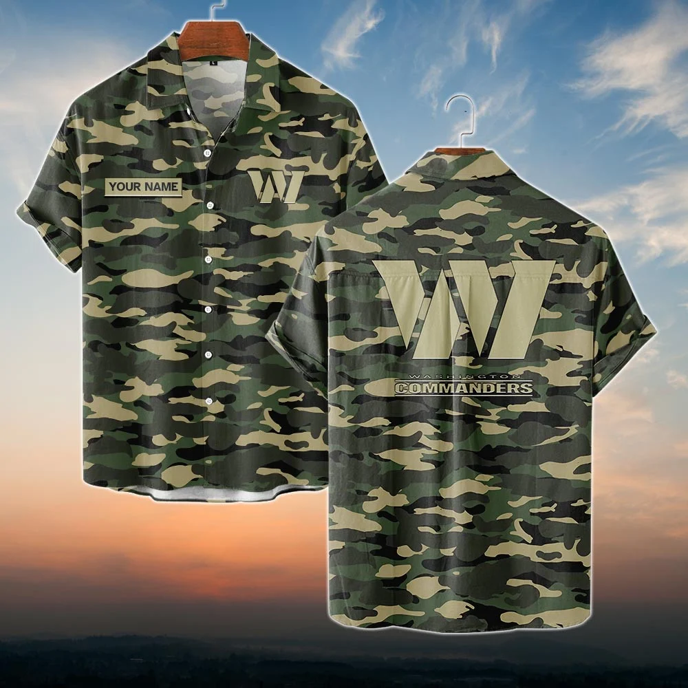 Washington Commanders NFL Dark Camo Hawaiian Shirt PT68455