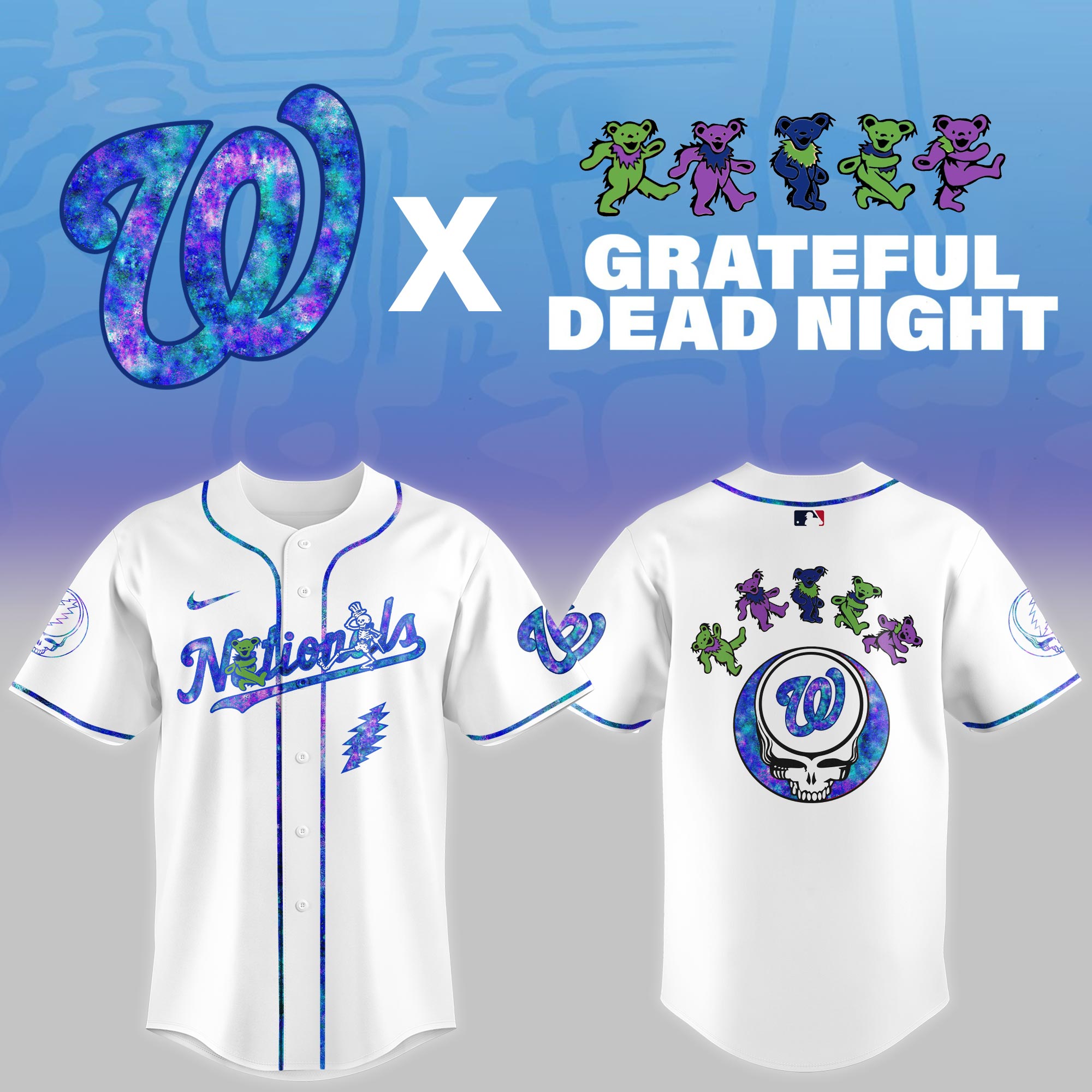Washington Nationals 2025 Grateful Dead Night Limited Jersey PT68338