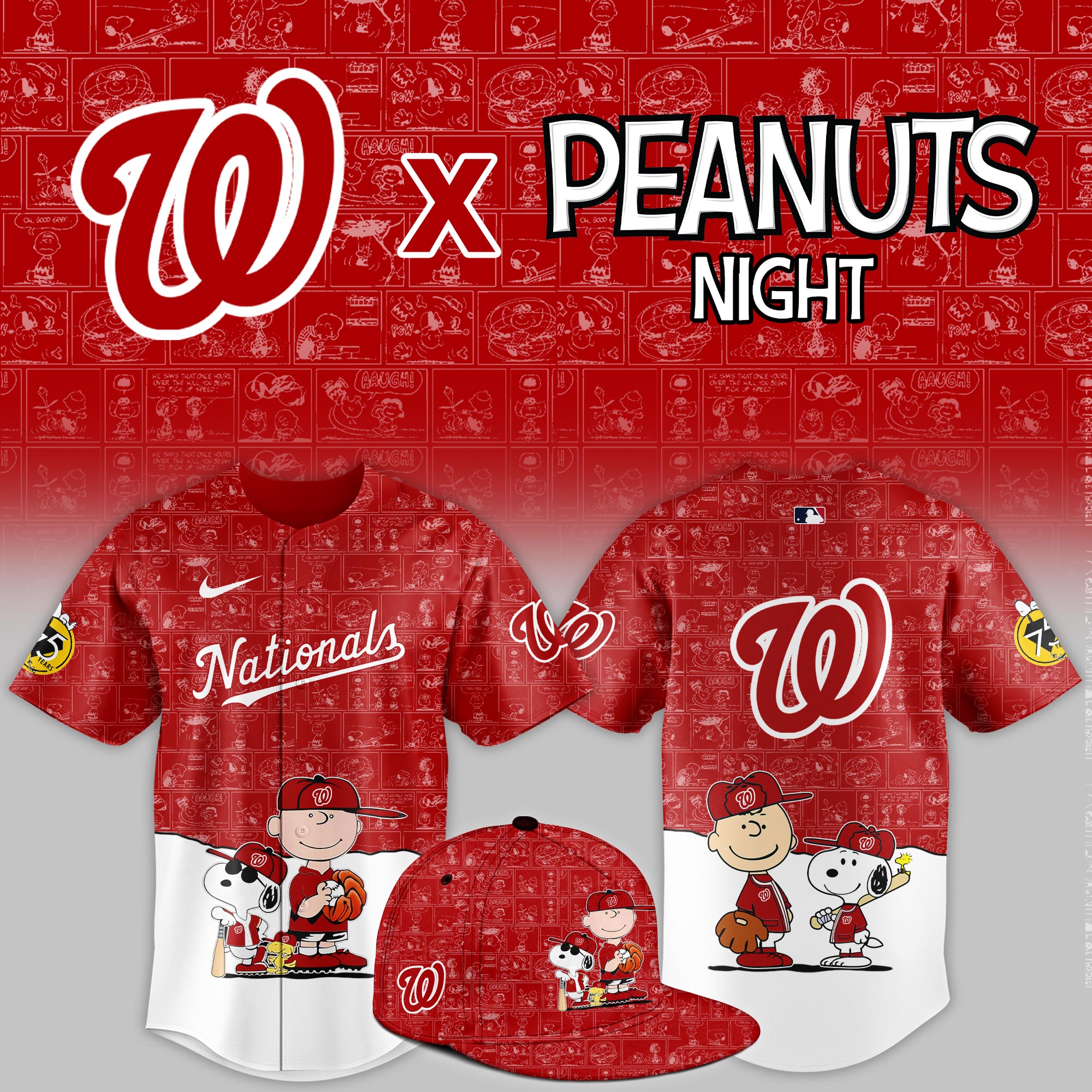 Washington Nationals 2025 Peanuts Night Limited Jersey PT68397