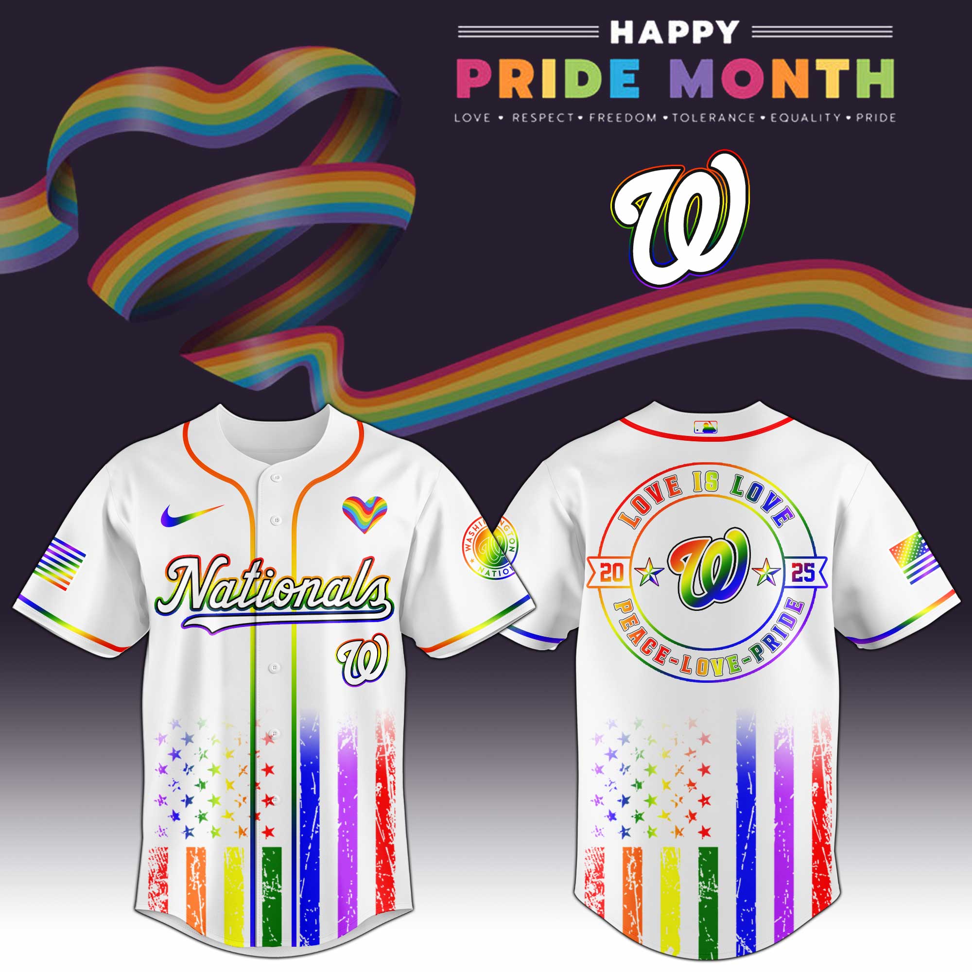 Washington Nationals Mlb X Happy Pride Month Limited Edition Jersey 2025 PT68153
