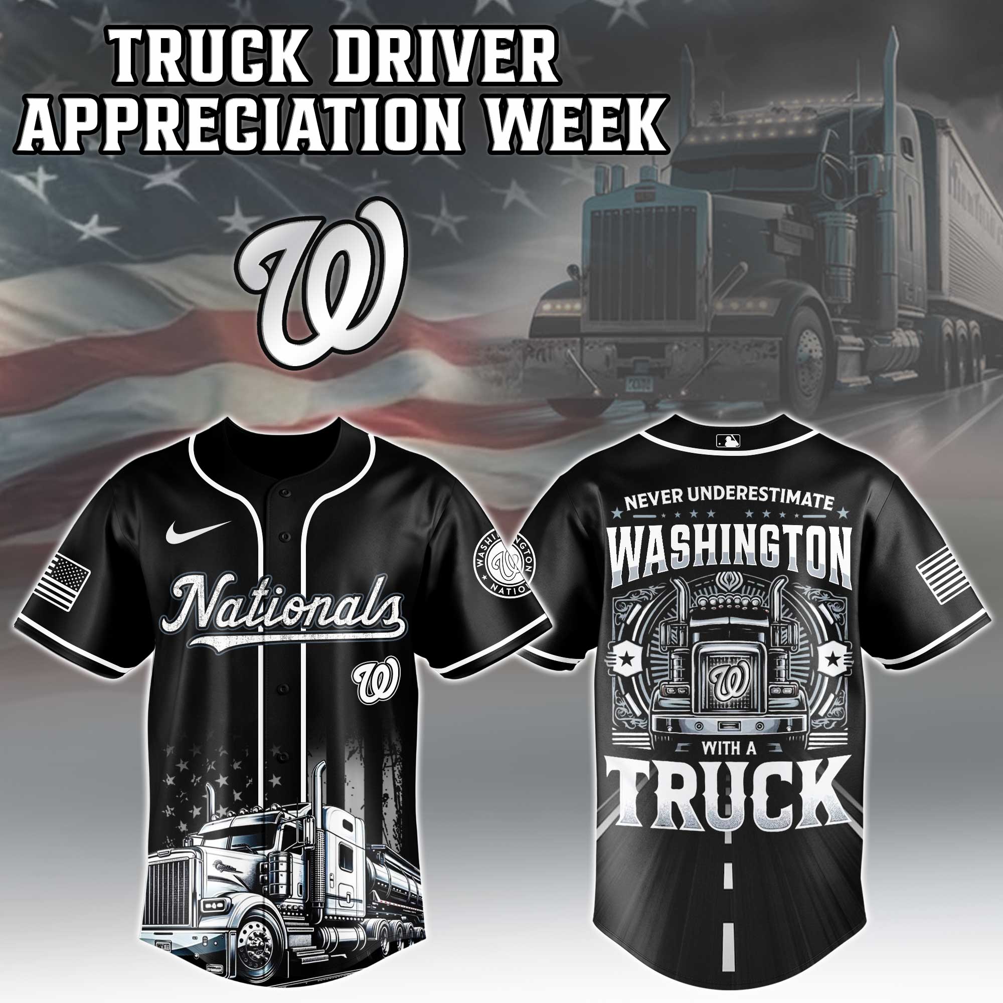 Washington Nationals Mlb X Nation Truck Driver Appreciation Week Limited Edition Jersey 2025 PT68123