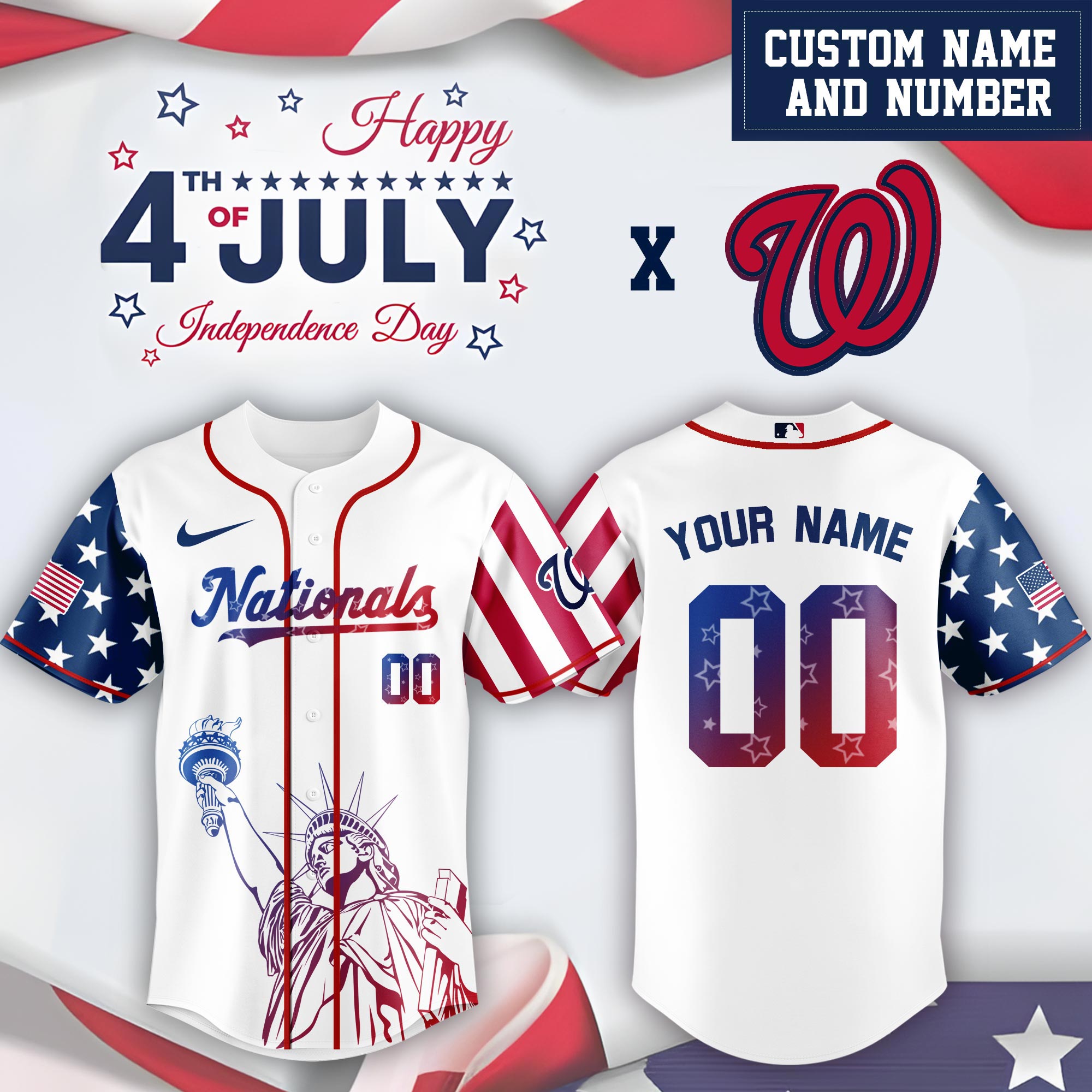 Washington Nationals Special Independence Day Limited Edition Jersey #2 PT68909