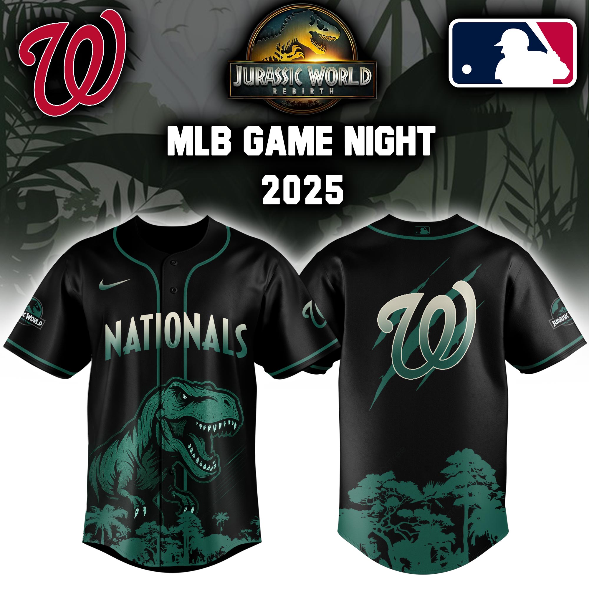 Washington Nationals X Jurassic World Baseball Jersey Colab 2025 Editons Limited PT70239